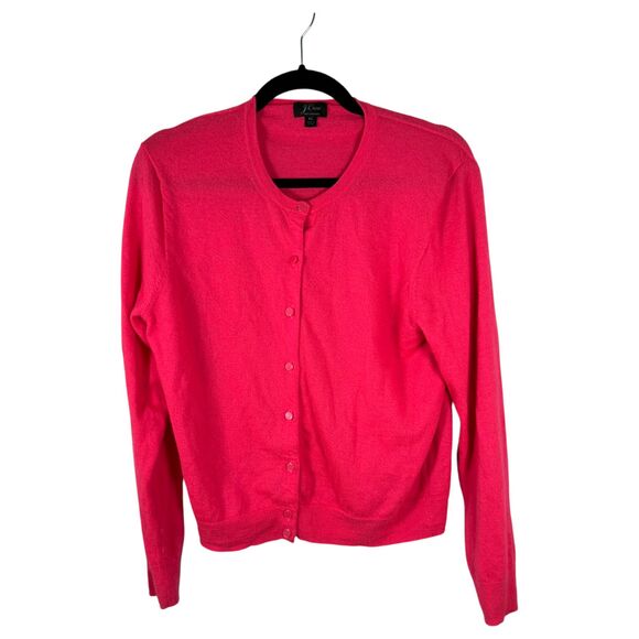 J. Crew 100% Cashmere Hot Pink Cardigan Size XL - Picture 1 of 3